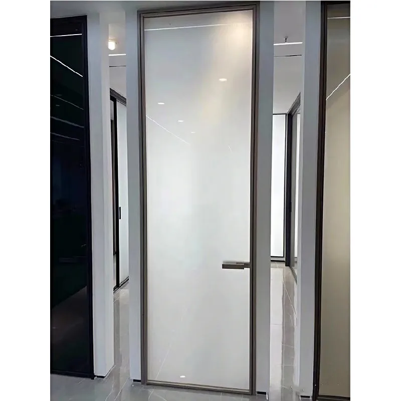Customizable 5mm Frame Bathroom Swing Door Solid Color Frosted Acrylic Glass Manual Opening Finished Surface Sliding Door Type