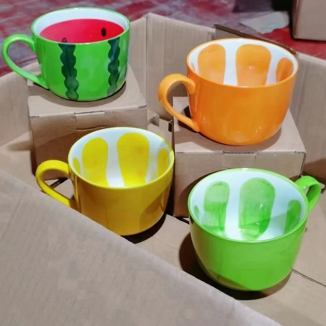 Hand Painted Cute Fruit Porcelain Bowl For Children Watermelon Lemon Ceramic Bowl Cartoon Tableware