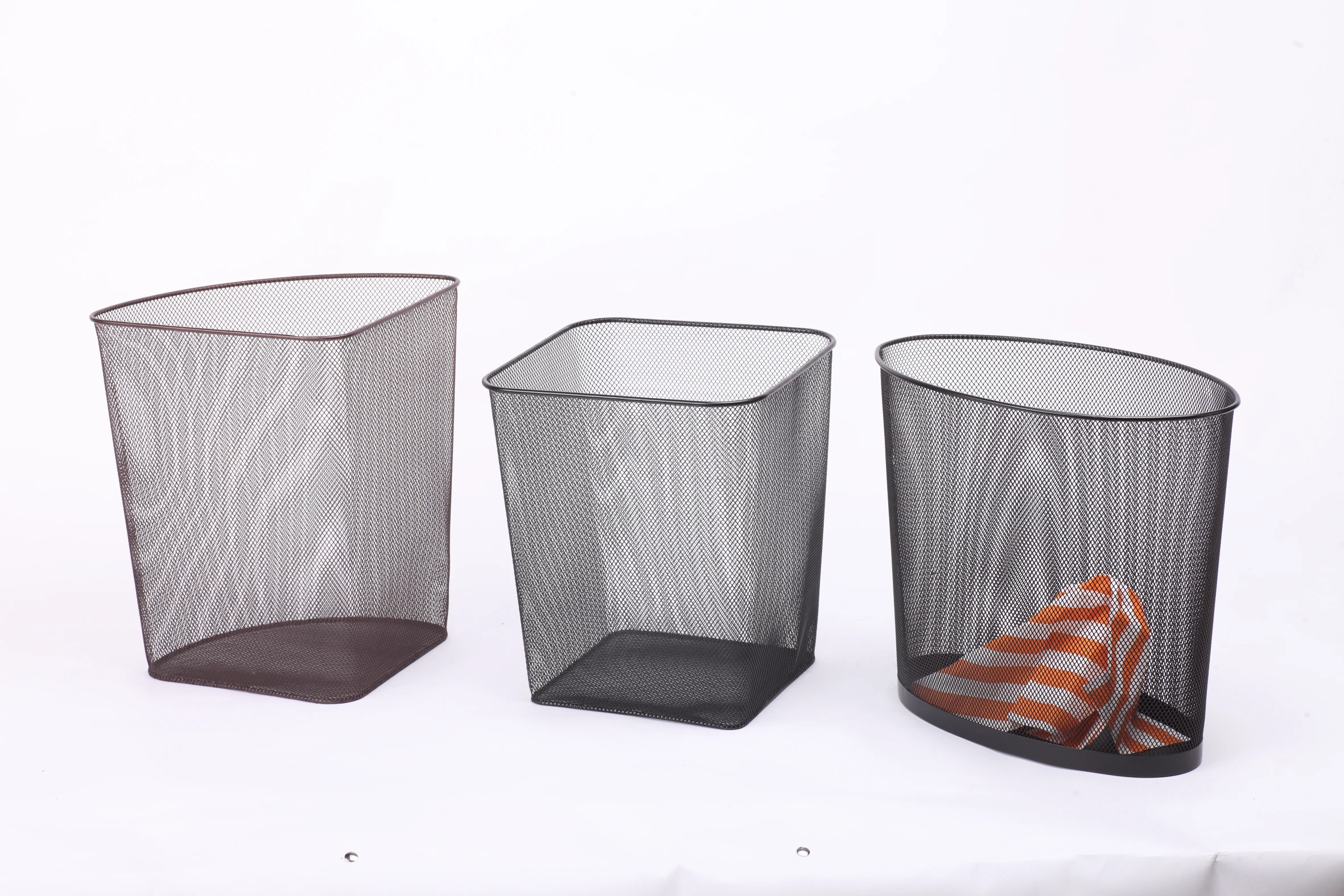 Hot sale rolling small trash bin metal for office/home papeleras de malla