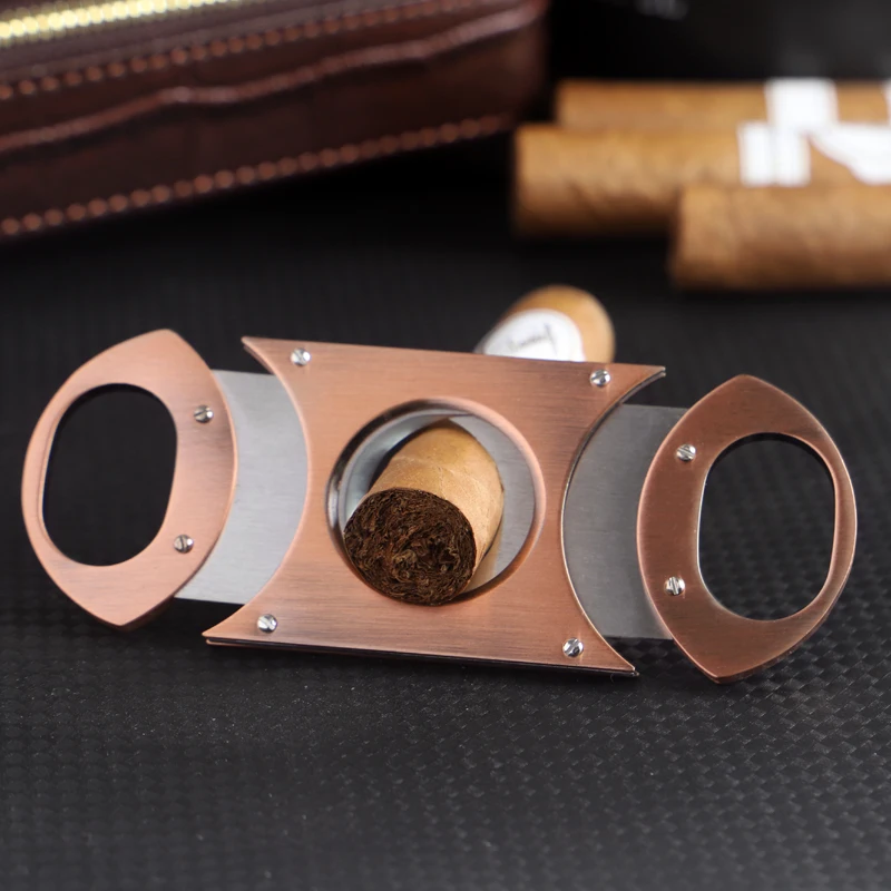 Hot Selling boutique Cigar Cutter  Guillotine Stainless Steel Double Blade Cigar cutter Knife for sale