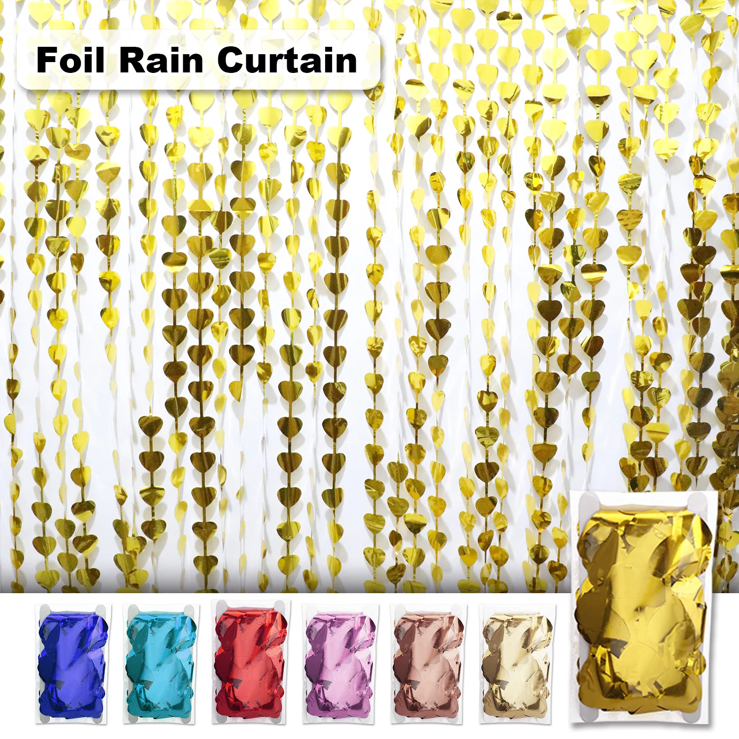 Multicolor Custom Natural Foil Biodegradable Heart Foil Curtain Event Party Supplies for Birthday