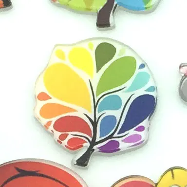Cute Cartoon Animal Leaf Brooch Pin round Acrylic Badge with Printed Cat Design Clothing Accessories Decoration