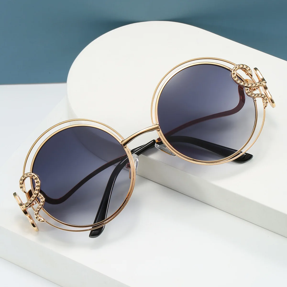 New Designer luxury Brand Round PC Frames Shades Sunglasses Glasses For Women