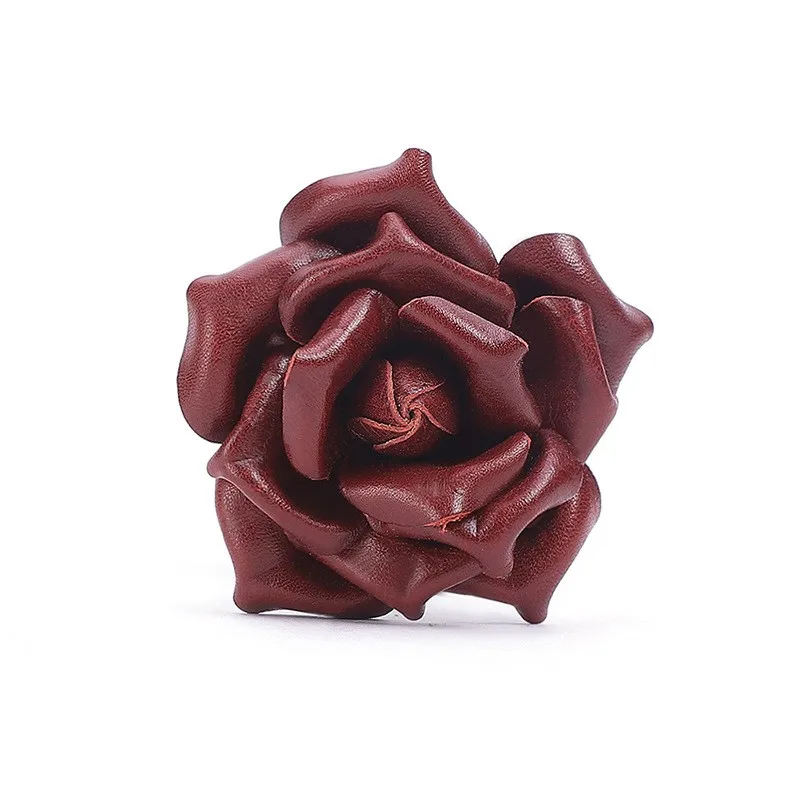 Wholesale leather flower luxury red rose flower single stem artificial leather flower decorate for hotel restaurant home decora