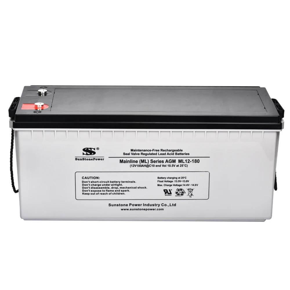 Sunstone Free Maintenance 12V 180AH AGM Battery Deep Cycle VRLA Manufacturing Wholesale Solar Inverter Energy Storage Battery