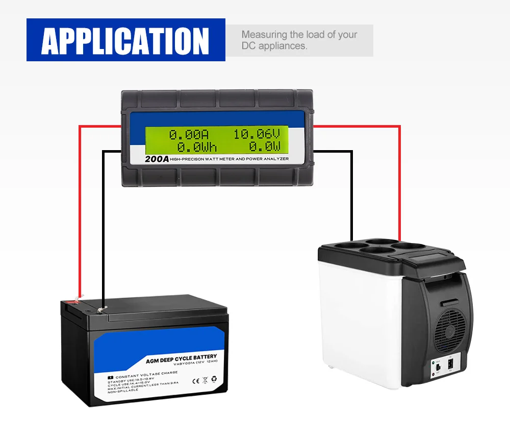 200 А 60 в RV Solar 12 В DC Smart Digital Volt Watt