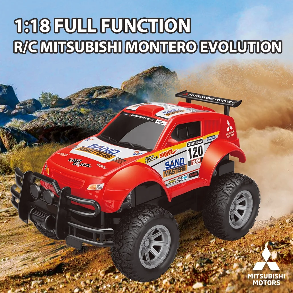 Official Licensed Mitsubishi Montero Evolution 1/18 Scale Remote Control Car Off-Road Fast RC Crawler with Rubber Grip Tires