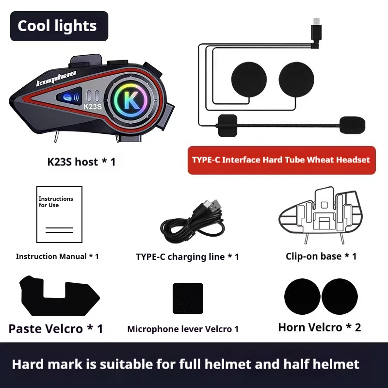 Custom  K23 Motorcycle Helmet Microphone Accessories Handsfree Wireless Headset Earphones On-ear Headphones With Intercom