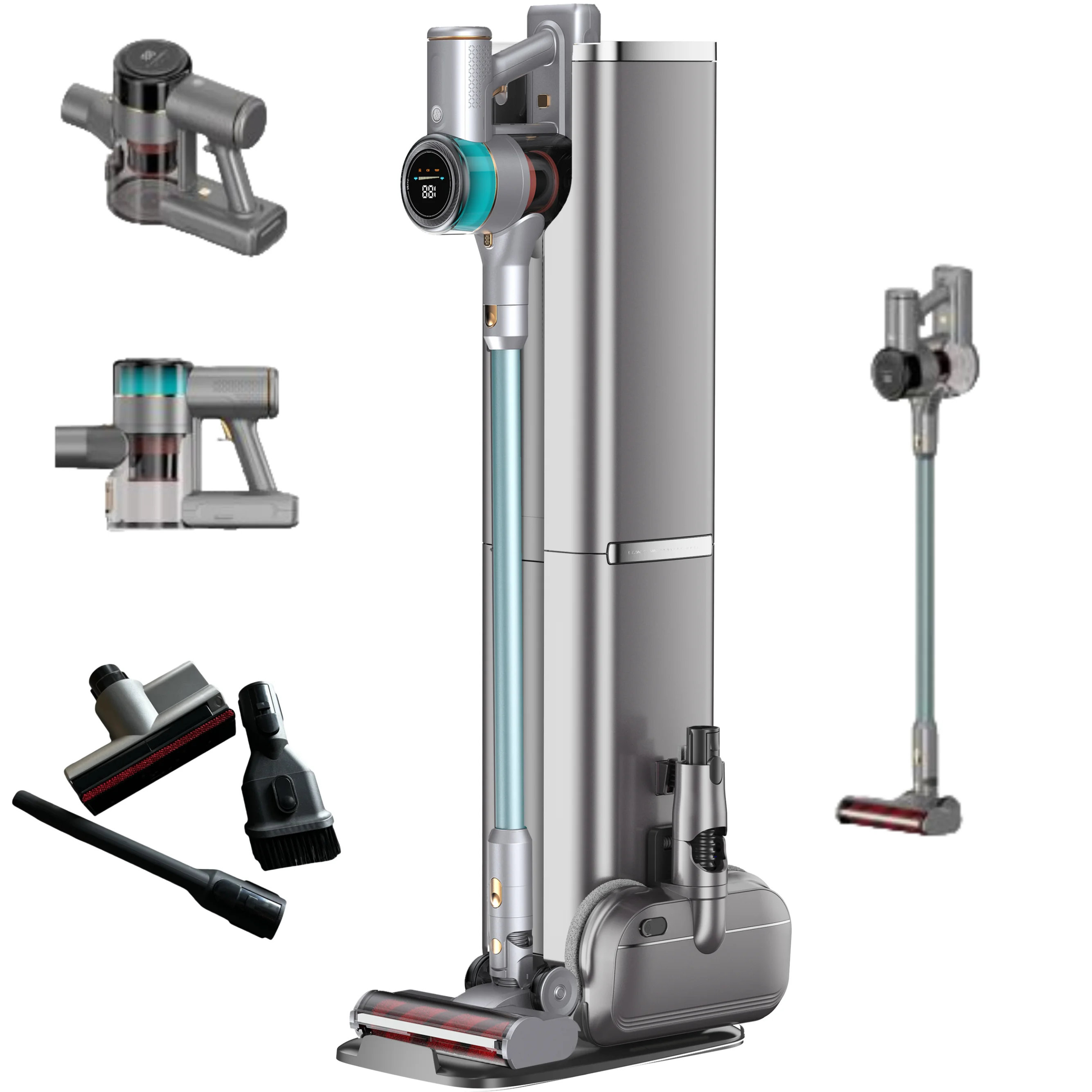 High Suction Power Electric Wireless Multi-Functional Floor Cleaning Handheld Vacuum Cleaner Base Station Steam Mop