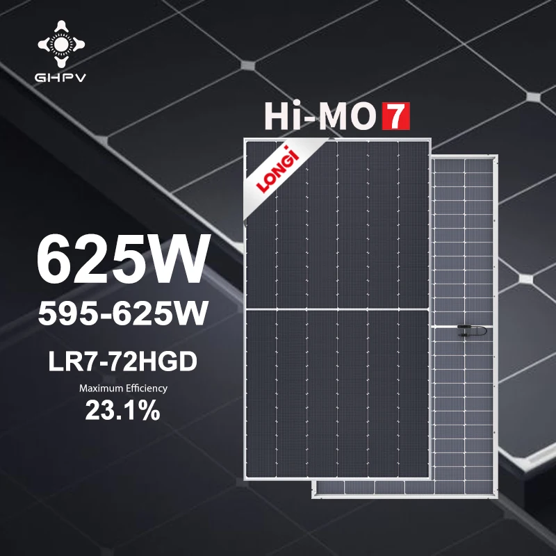 Longi Himo 7 Solar Panel Mono 595W 600W 605W 610W 615W 620W 625W HPDC Bifacial Dual Glass Solar Panel Longi Pannelli Solari