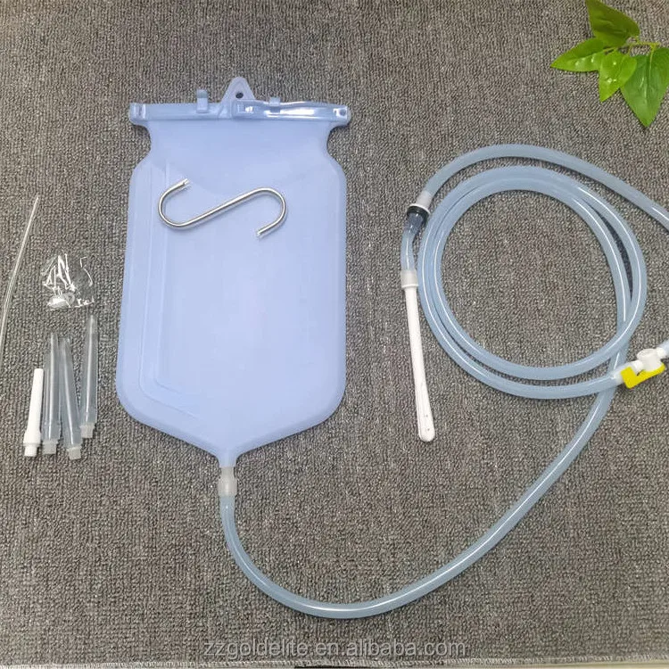 sealing clip type silicone enema bag home use enema kit with bag