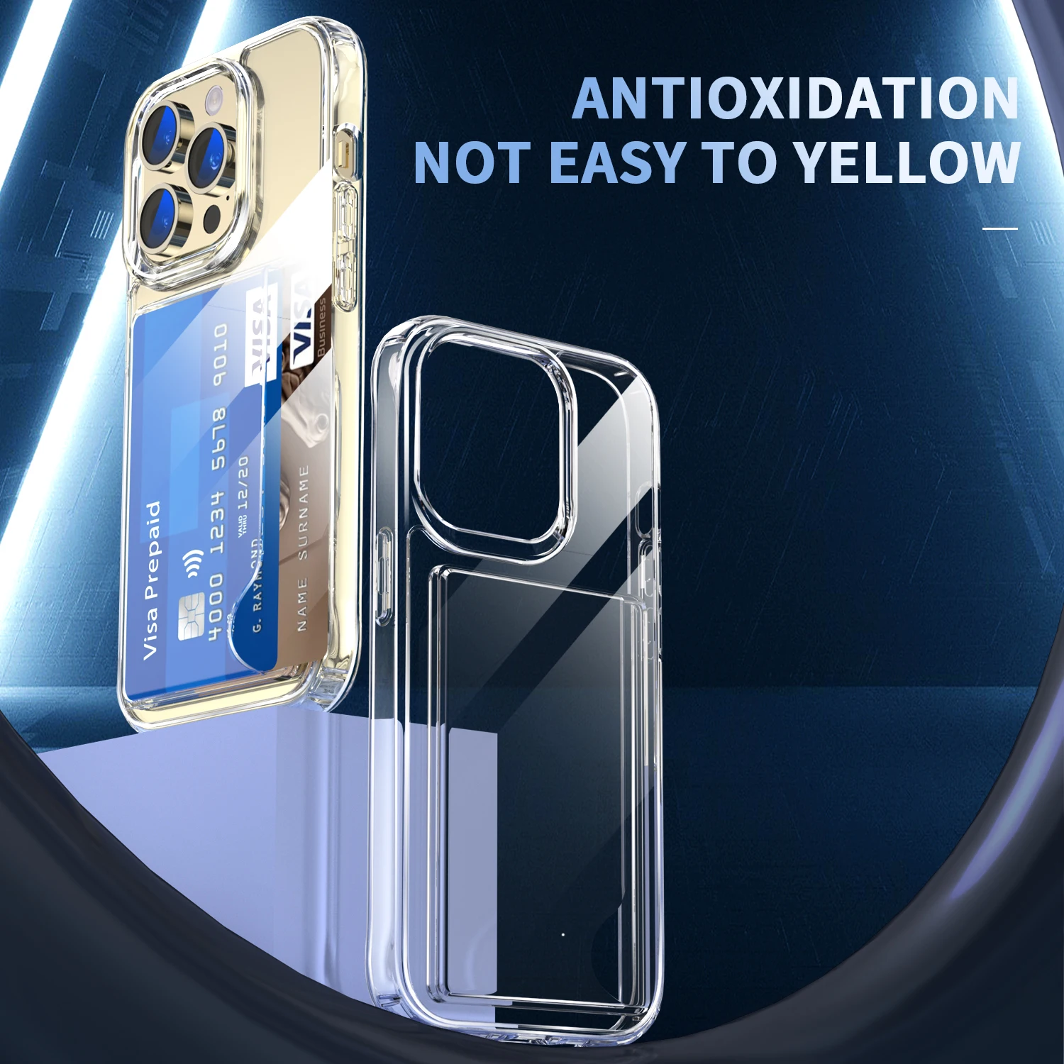 Mobile Phone Accessories Case Shockproof 1.5mm Transparent Cover Card Slot Purse Clear Phone Case For iPhone 14 Pro Max