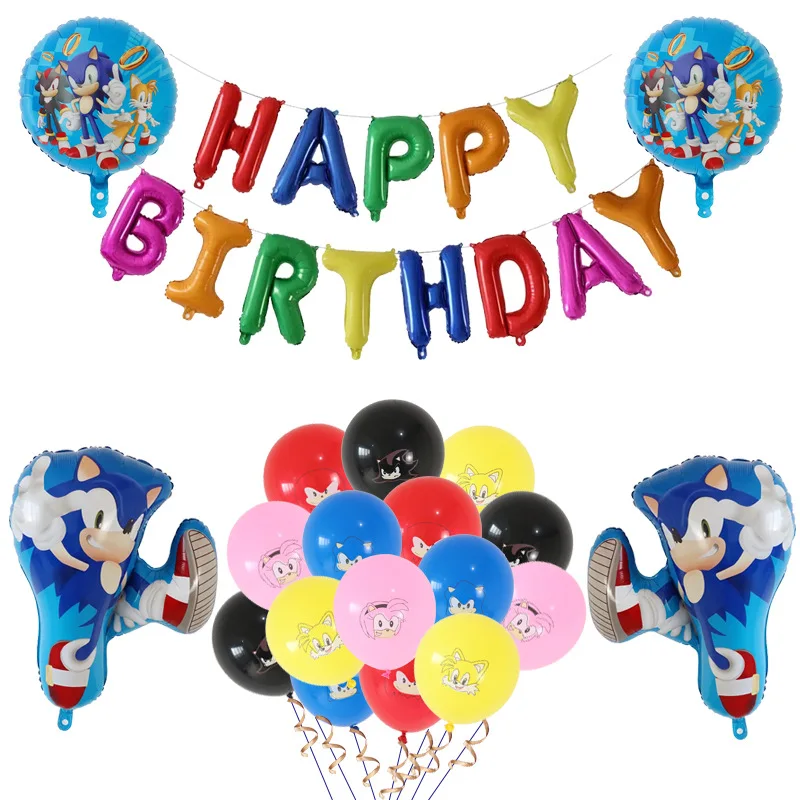 
New sonic hedgehog aluminum balloon birthday suit Birthday party decoration aluminum foil balloon 