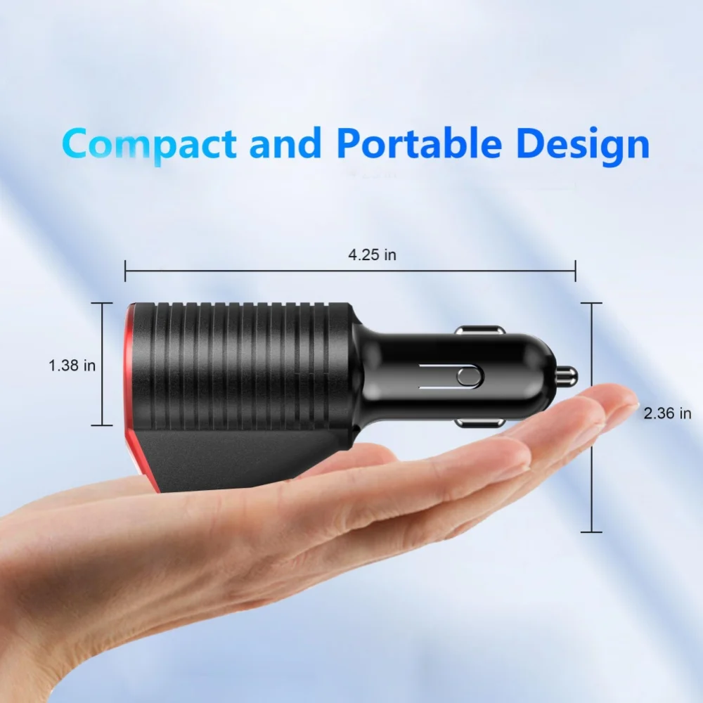 3 in 1 Car Charger Adapter USB C Car Fast Charger PD QC3.0 with 6ft 30W Type C Coiled Cable 120W Cigarette Lighter Splitter