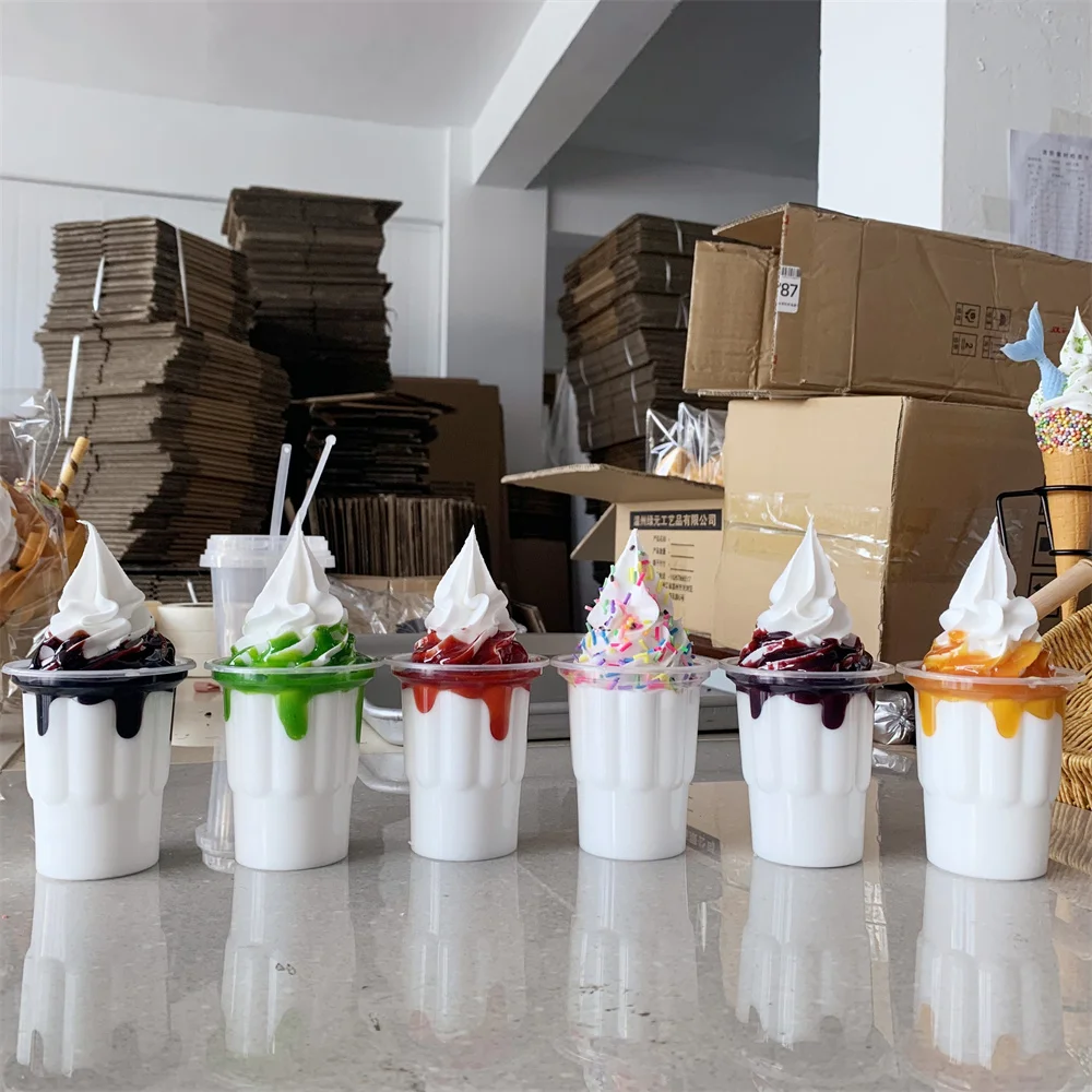 250ml Fake Sundae Jam Ice Cream Food Display Blueberry Soft Creams Strawberry Cup Chocolates Propaganda Original Cream Props