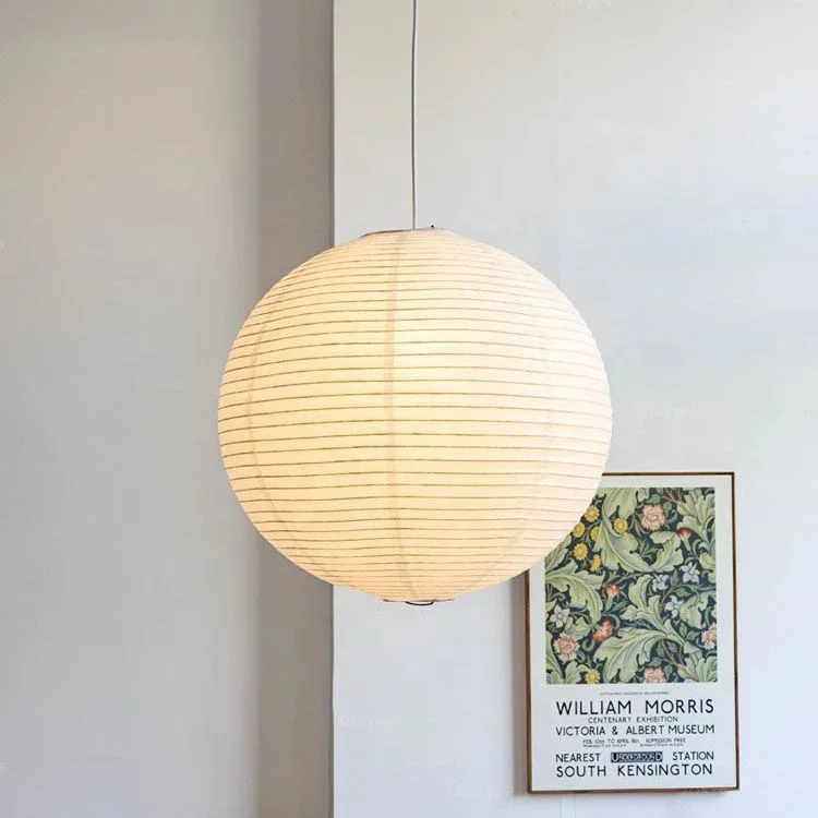 Nordic Japanese Paper Art Spherical Rice Paper Lamp Wabi-sabi Round Ball Shape Pendant Light Bedroom Restaurant Homestay Lamps