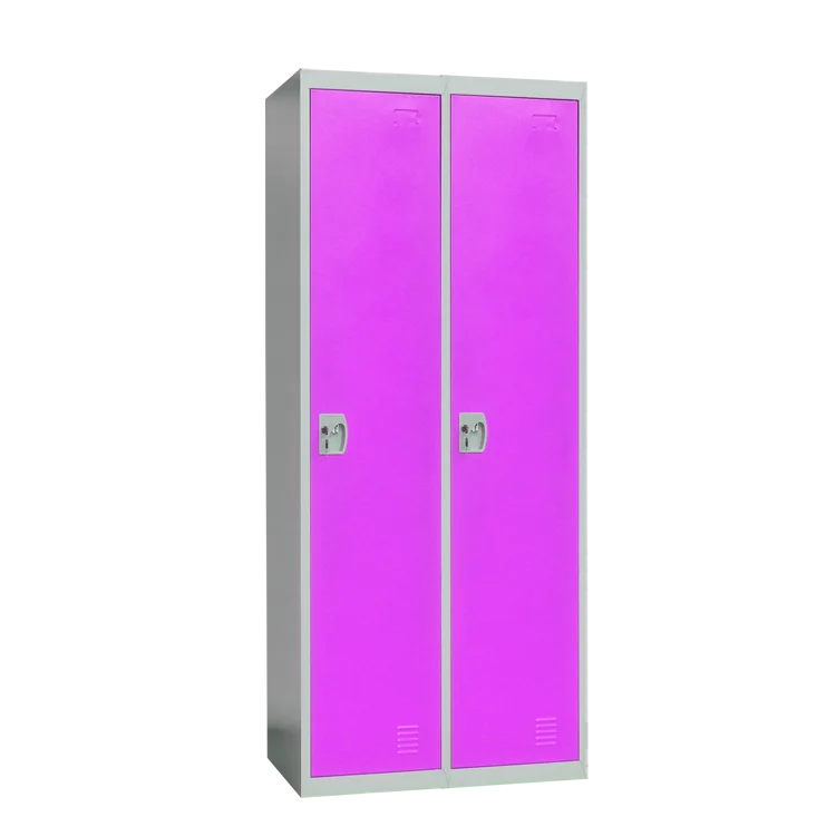 Cheap Purple Door Classroom Dormitory Furniture Metal Steel Cabinet Two Doors Lockers for Sale