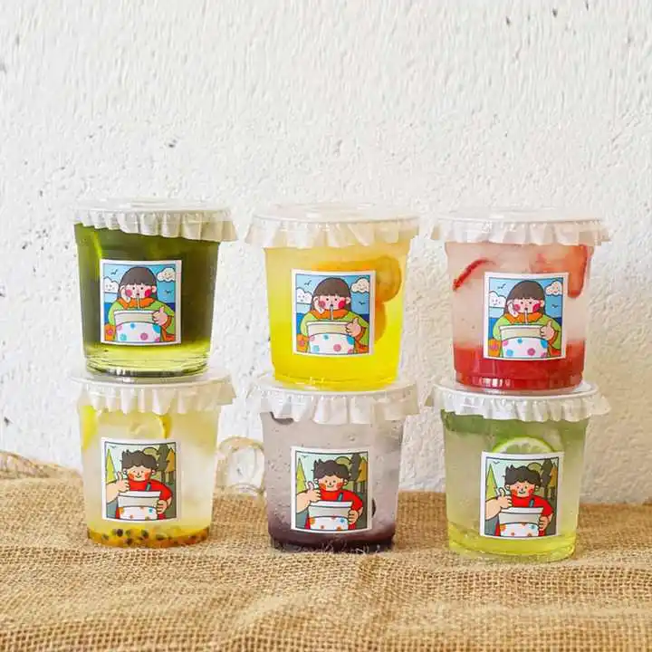 Plastic foam teacup Pet cold drink cup Plastic with lid 12 oz 16 oz 24 oz custom disposable drink cup