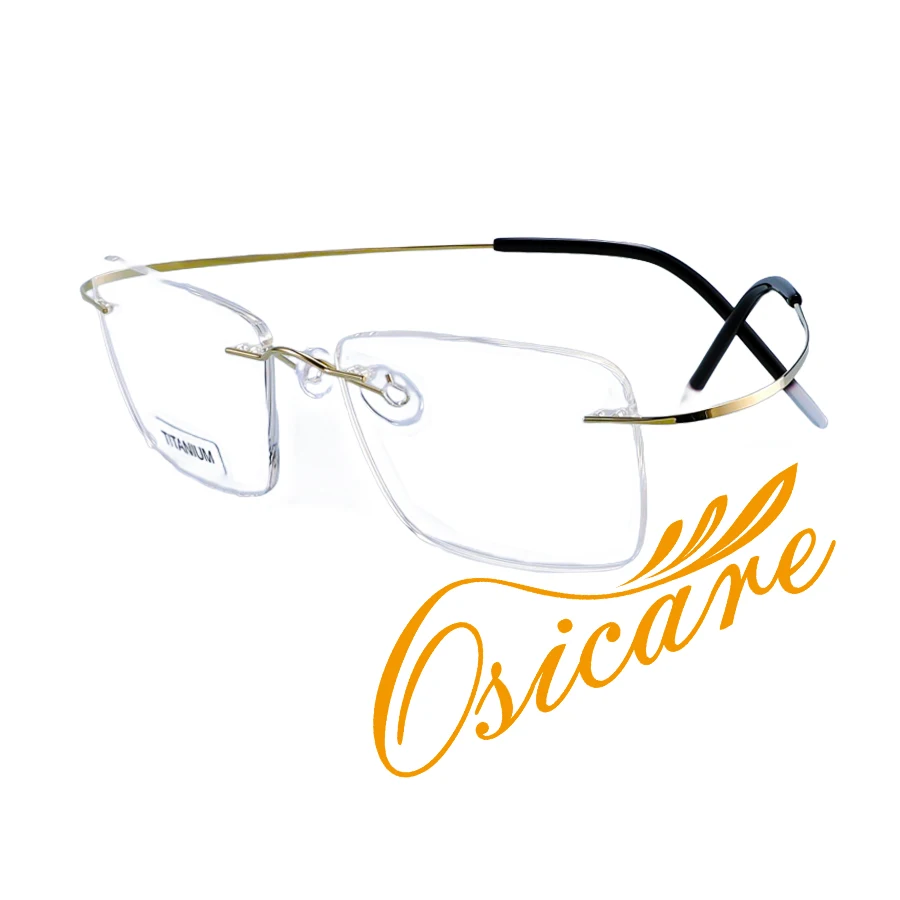 Hign End Custom Logo Men Flexible Name Brand Eye Glasses Thin Brand Pure Titanium Optical Frame Rimless Titanium
