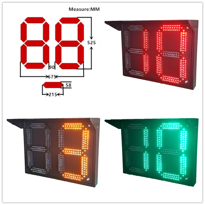 EXW Factory Price 88 2-Digit 525MM-Height RYG Countdown Timer Traffic Light