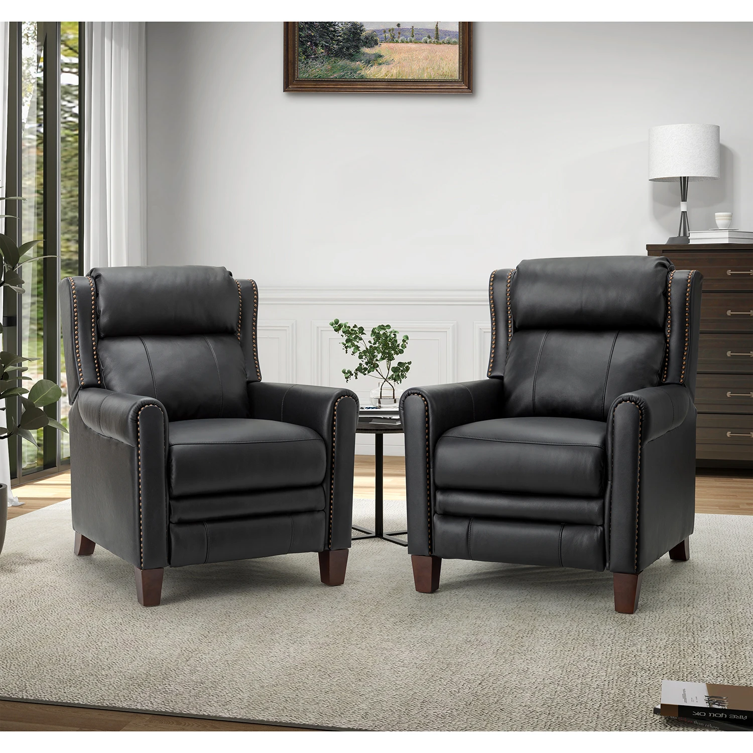 luxury modern home furniture black leather leisure recliner chair designers