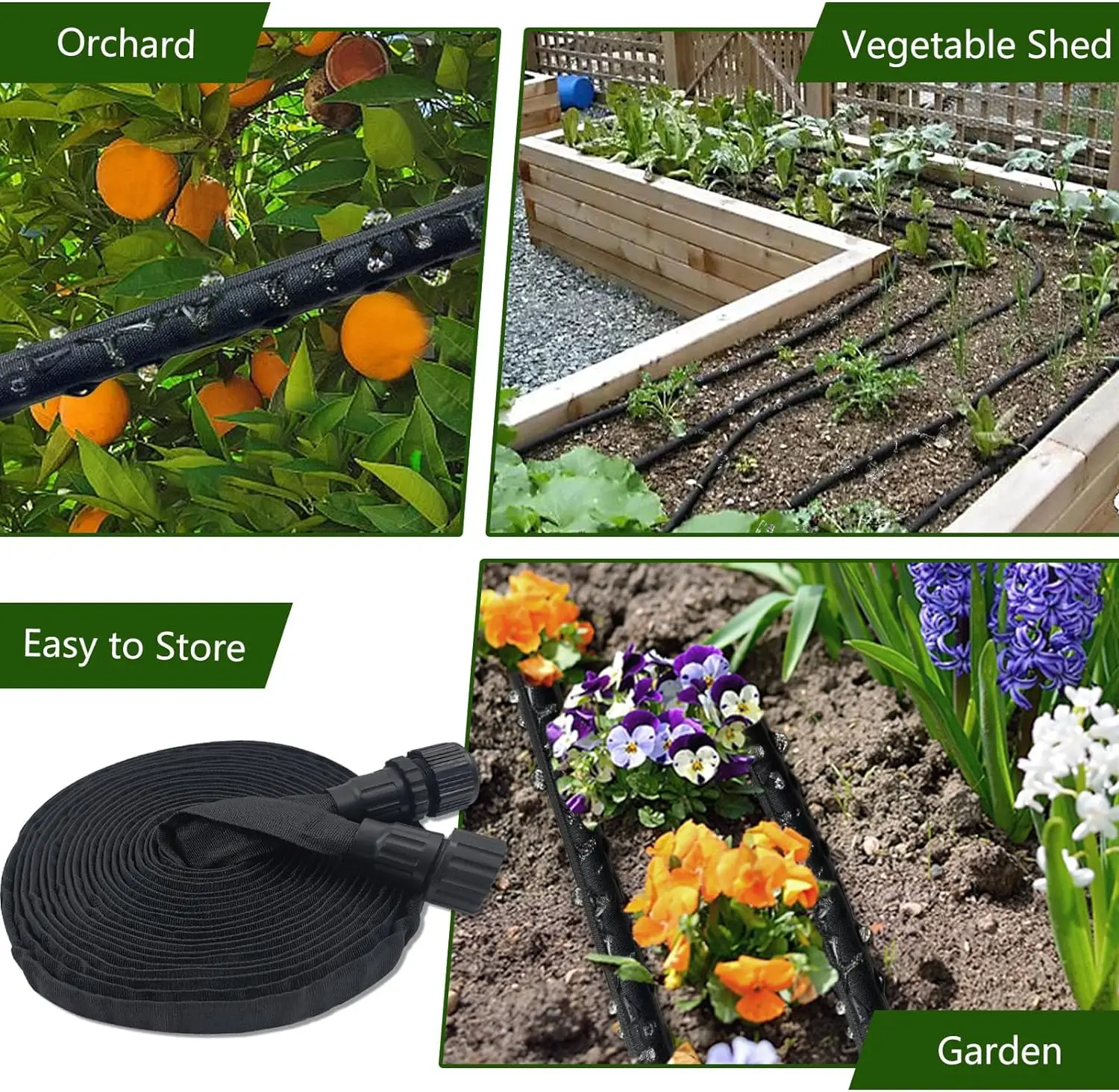 Duty New Drip Irrigation Kit 15M Black Porous Soaker Hoses Hose 50Ft 5/8 For Garden Greenhouse Plant Soil And Root Waterin