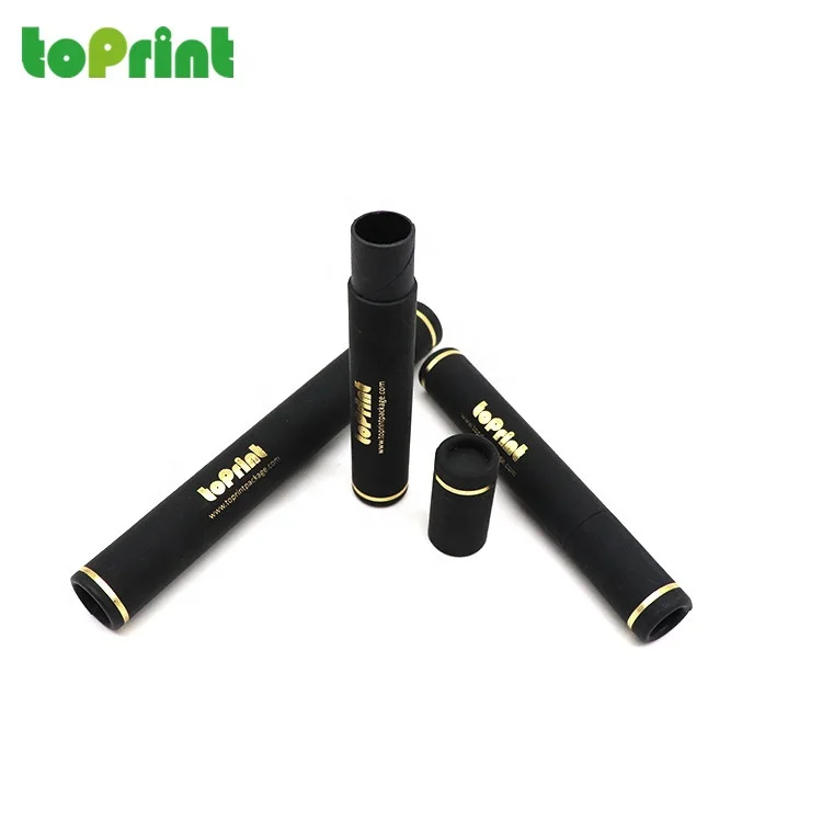 
Biodegradable Custom Printing Slim Cardboard Cylinder Black Round Paper Box For E-Cigarettes Cbd Vape Pen Packaging 
