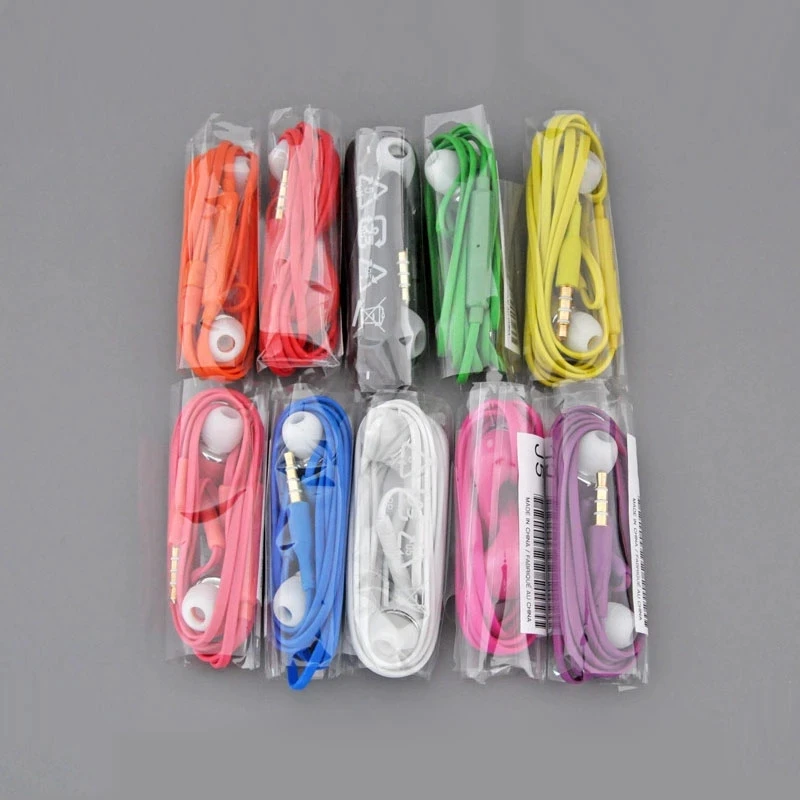 3.5mm Earphone for J5 Samsung Galaxy S4 S5 flat noodle Earbuds With microphone Color Headset