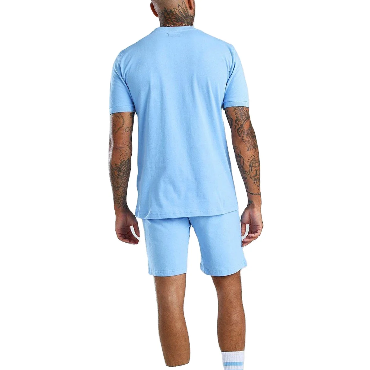 2022 Custom men summer 2 piece short tshirt set unisex blank t-shirt shorts sets cotton oversized