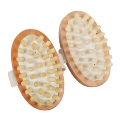 Natural Wood Wooden Hand-held Massage Circulation Body Massager Anti Cellulite Sauna Spa Bath Brush