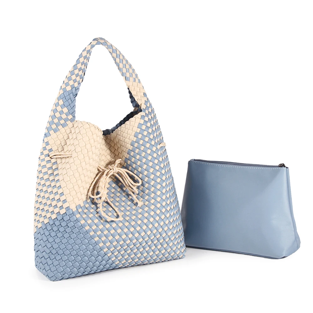 Designer Mixed Color Neoprene Woven hobo Bag Waterproof hobo tote beach Plaited luxury handbags for women
