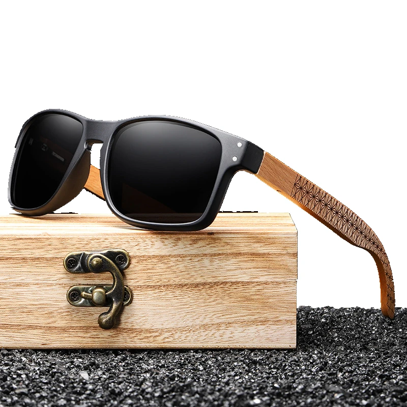 2024 Newest Wooden Polarized Sunglasses Men Women Driving Square Sunglasses Outdoor Bamboo Wood Riding Sunglasses Wholesale