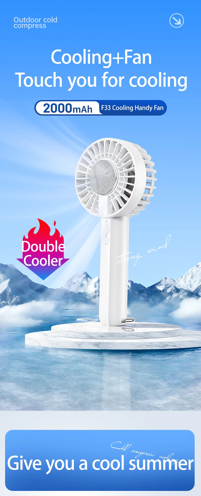 2024 New Design Outdoor Hiker Mini Ice Handy Hooking Fan With Ventilation | Cooling Modes