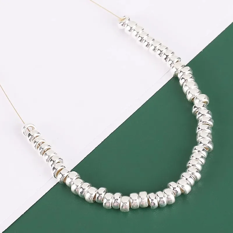 Simple Everything Hand Woven Necklace Bracelet with JEWELRY BEAD S925 Sterling DIY Accessory Material 925 Silver Jewelry