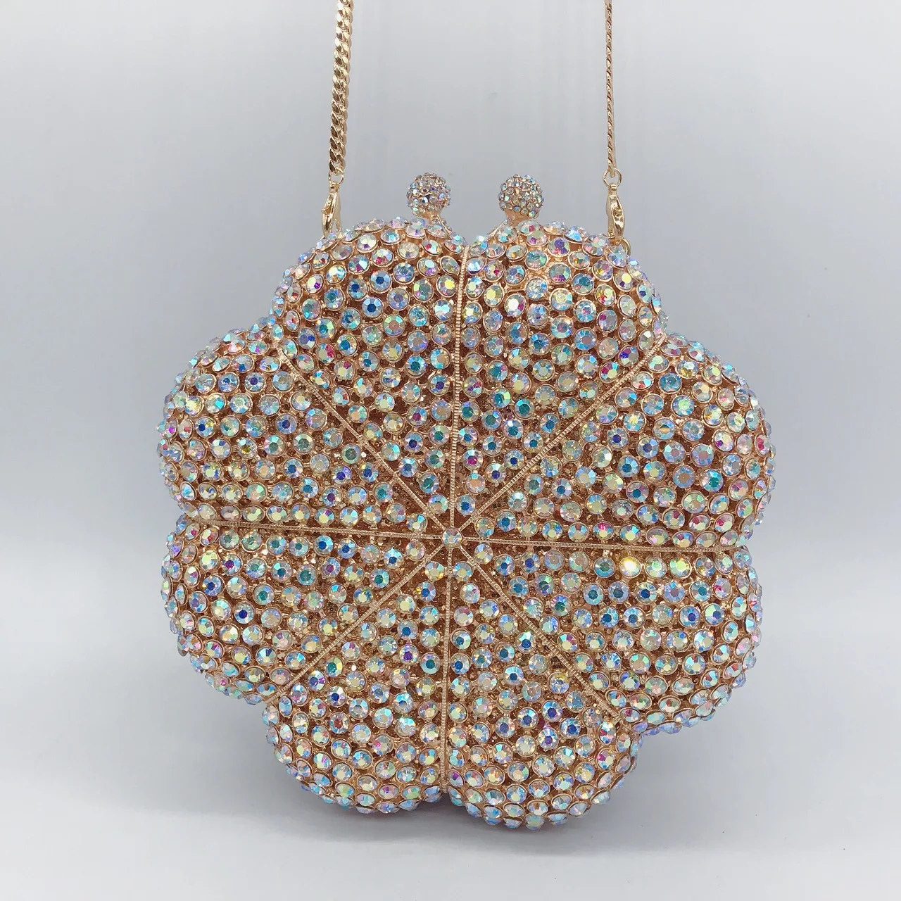 Shiny womens sparkly pumpkin purse handbag diamond luxury bling rhinestone clutch bag crystal evening clutches for women