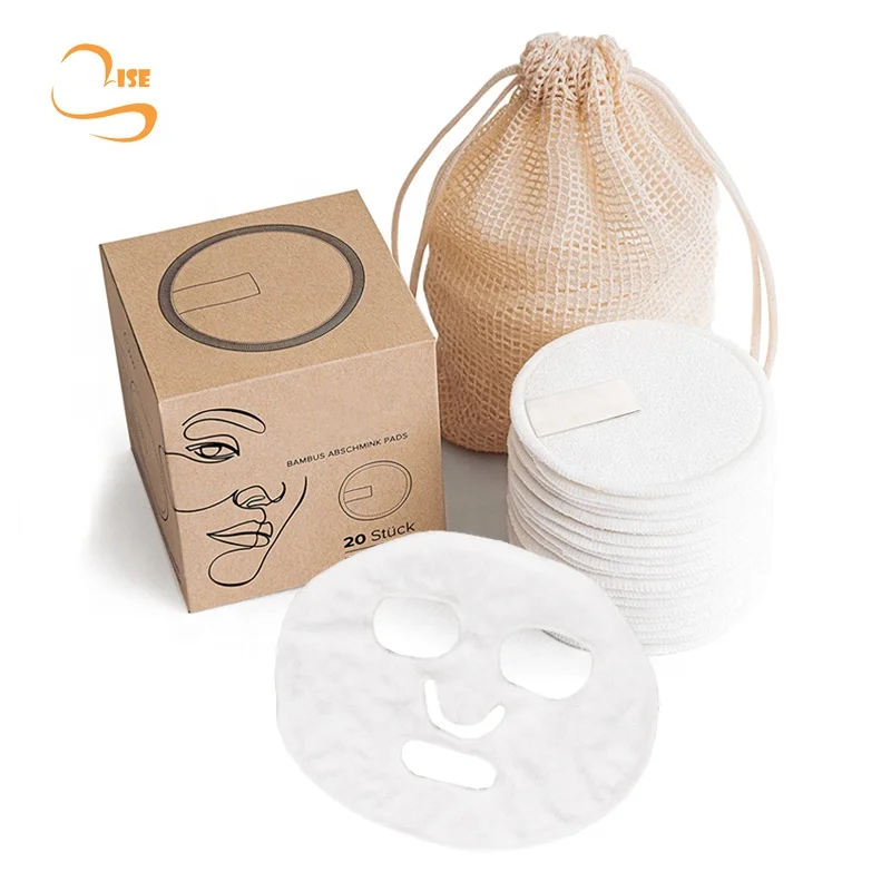 Eco Friendly Soft Bamboo Terry Washable Facial Mask And Makeup Remover Pad Set Round Cleaning Pad For Face Reusable