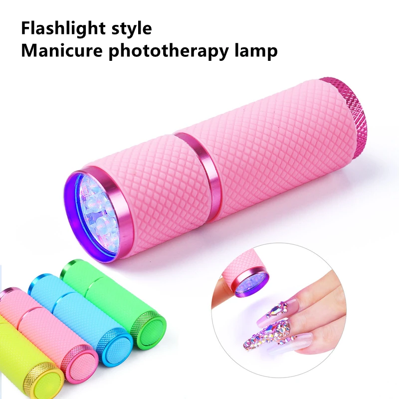 Battery style Mini flashlight nail lamp for nail polish glue lengthening glue fixing rhinestone Portable nail dryer