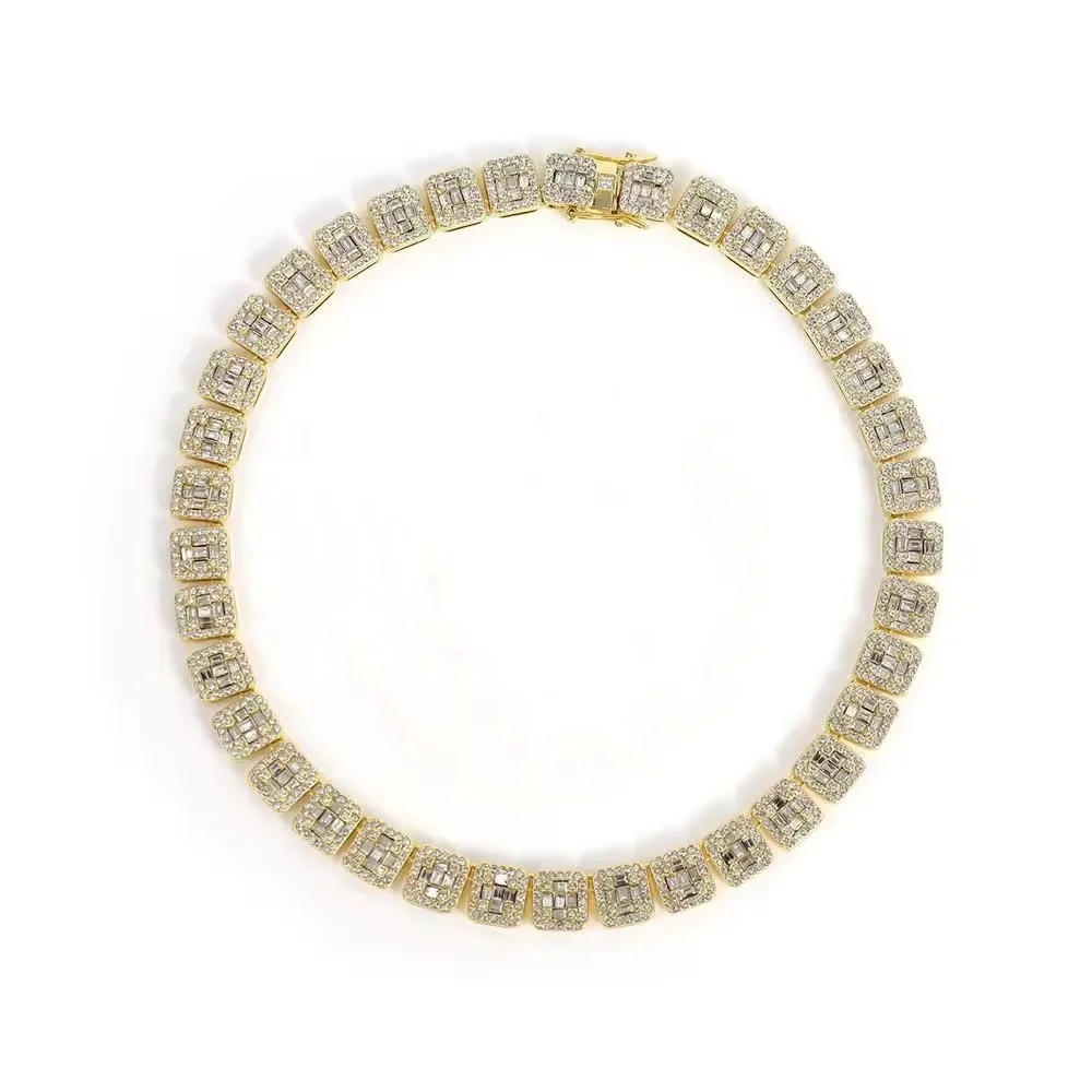 Iced out rock sugar chain jewelry alloy with bling rhinestone Hip hop 12.5mm square cuban chain necklace