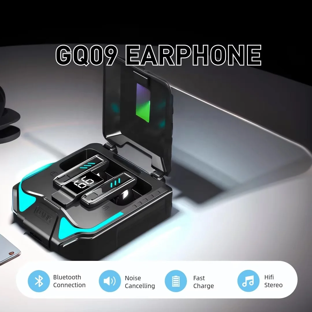GQ09 best custom logo cheap gaming Wireless Subwoofer Earphone Headphones Waterproof ipx8 Large Battery gq-09 Headset