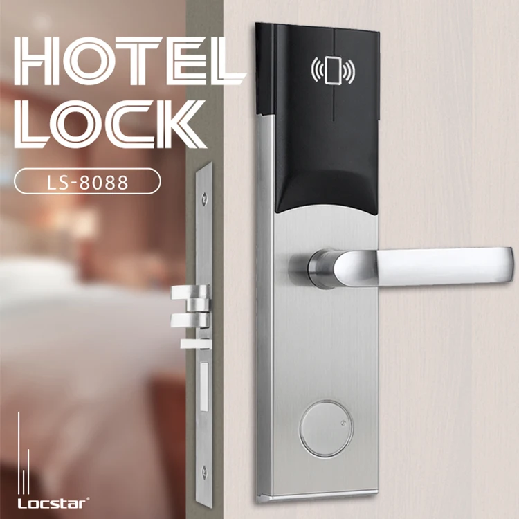 Locstar Electronic Contactless RFID Hotel Lock Popular Security Wooden Door Key Card Smart System Software for RF Locks