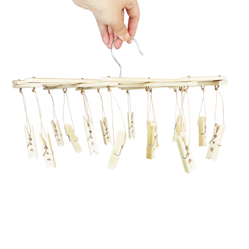 Heavy Duty Outdoor with String Wooden Bamboo pegs Clothespins for Crafts and Hanging Clothes on Clothesline Laundry