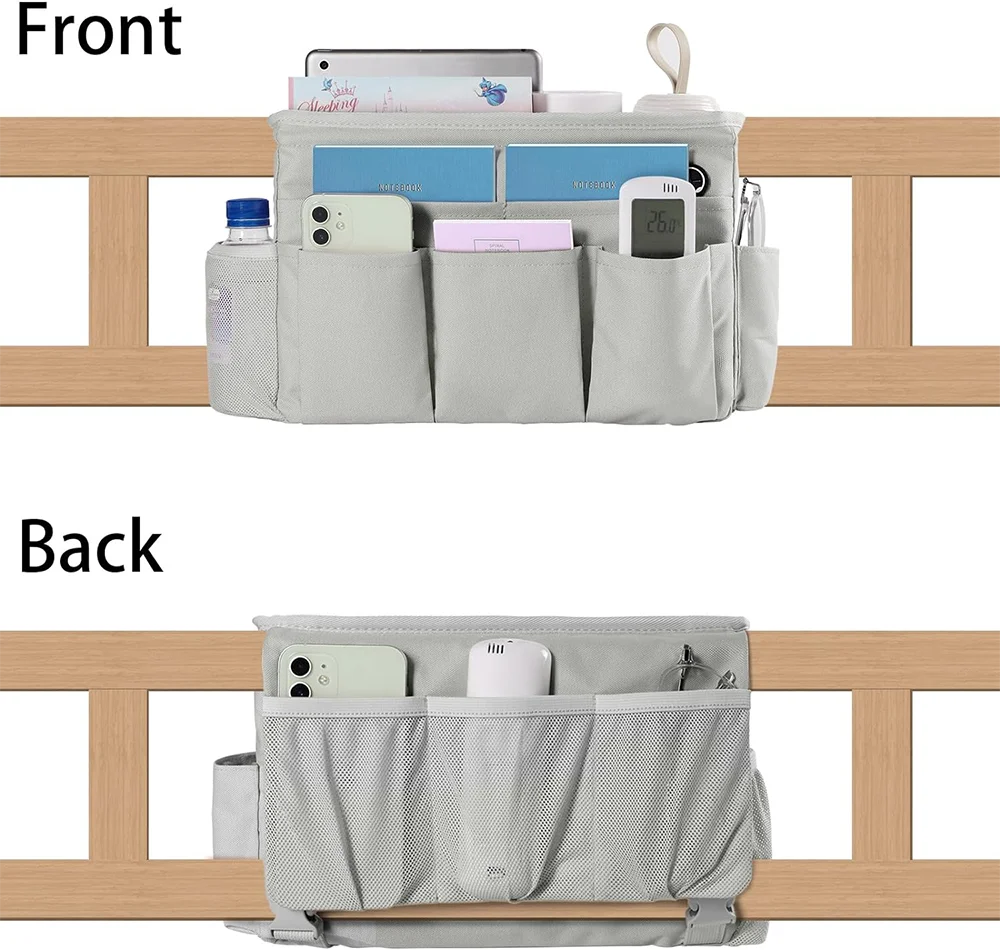Hanging Bedside Caddie Bag 3 Pockets Magazine Remote Control Cell Phone Dorm Bunk Bed Bag