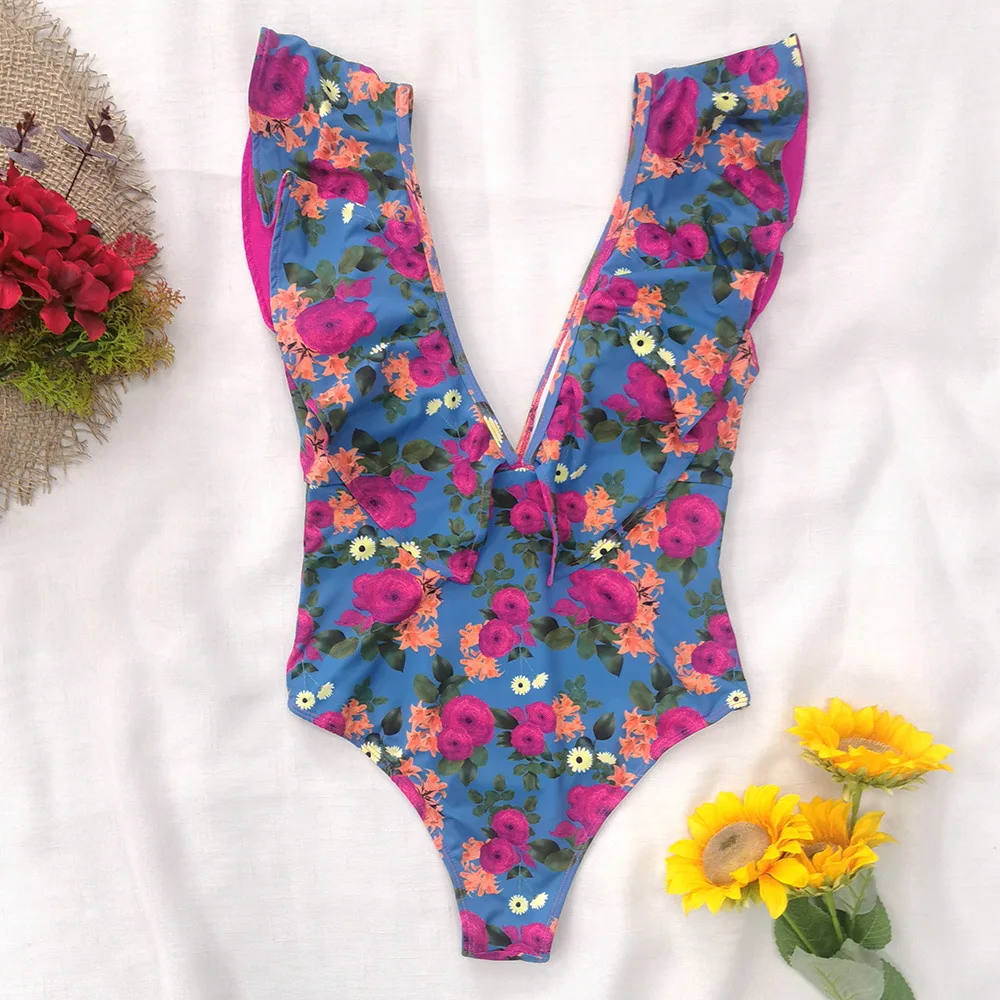 Hot Sale Fashion Girl Surf V-Neck Beach One-Piece Swimsuit Hot Sexy Xxx Beautiful Girls Swimwear Bikini