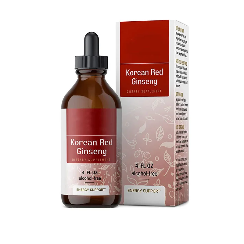 Vegan Korean Red Ginseng Root Extract Liquid Drops Tincture Energy Drinks For Immune Booster Systems
