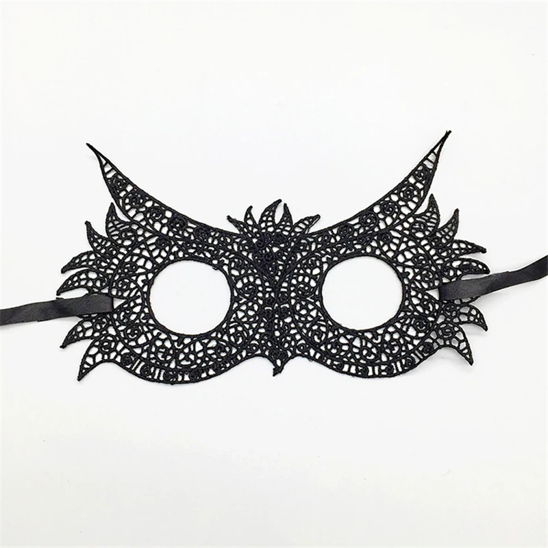 Womens girls black masquerade mask fancy dance club nightclub sexy lace eye mask for halloween carnival party