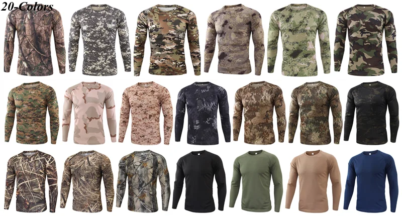 Men Summer Tactical Outdoor Quick-Dry Hunting Camo Long-Sleeve T-Shirt