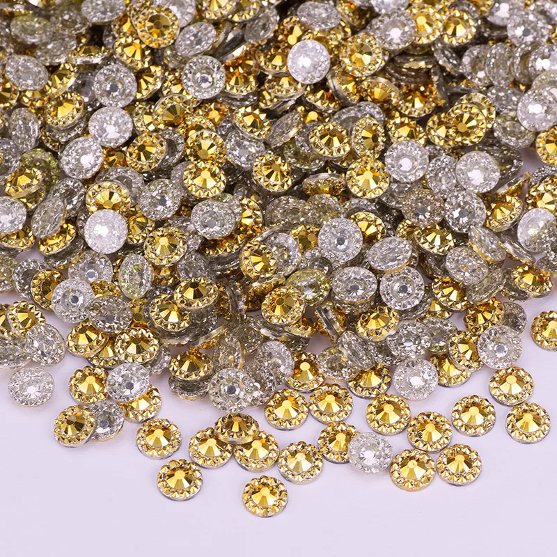 4 5 6mm Pink AB Flower Rhinestone Round Nail Face Crystal Stone Non Hotfix Strass Flatback Resin Gems for Clothes Jewelry