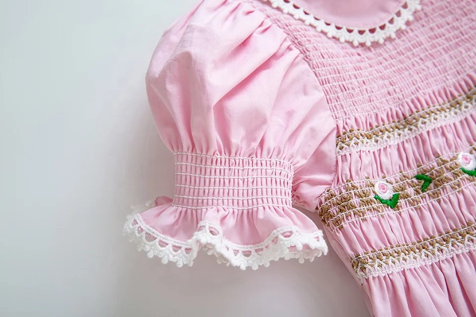 2023 Summer Children Toddler Girls Bridesmaid Princess Birthday Smocked Dresses for Baby Girls Clothes Size 2-12Y Ready to Ship