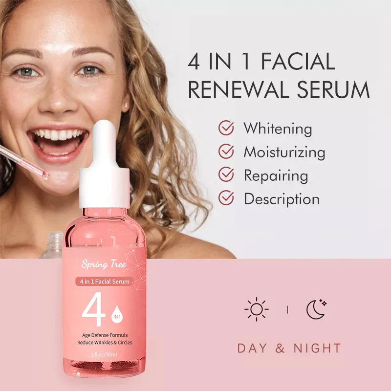 Cusrom Logo Efficient Face Serum 30% Vitamin C 10% VE 5% Niacinamide 10% Hyaluronic Acid Whitening 4 in 1 Face Serum