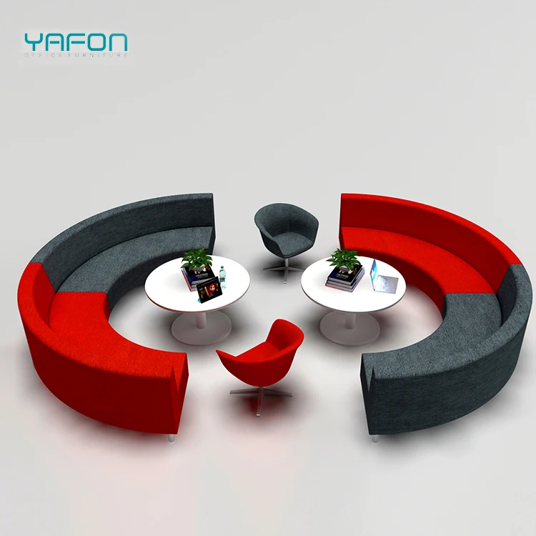 OEM ODM Commercial Use Semi Circle Round Shape Leather Couch Sofa Set furniture For Open Area